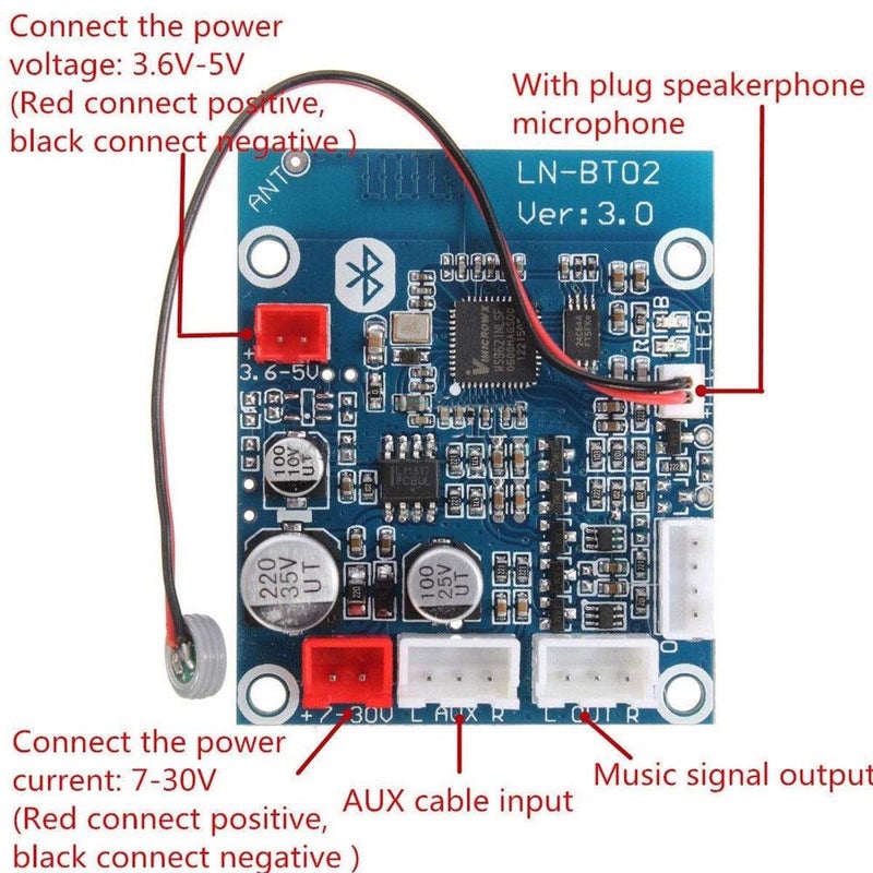 Comimark لوحة استقبال الصوت بلوتوث 4.0 من كوميمارك 1 قطعة وحدة صوت ستيريو للسيارة الهاتف LN-BT02 - Image 3